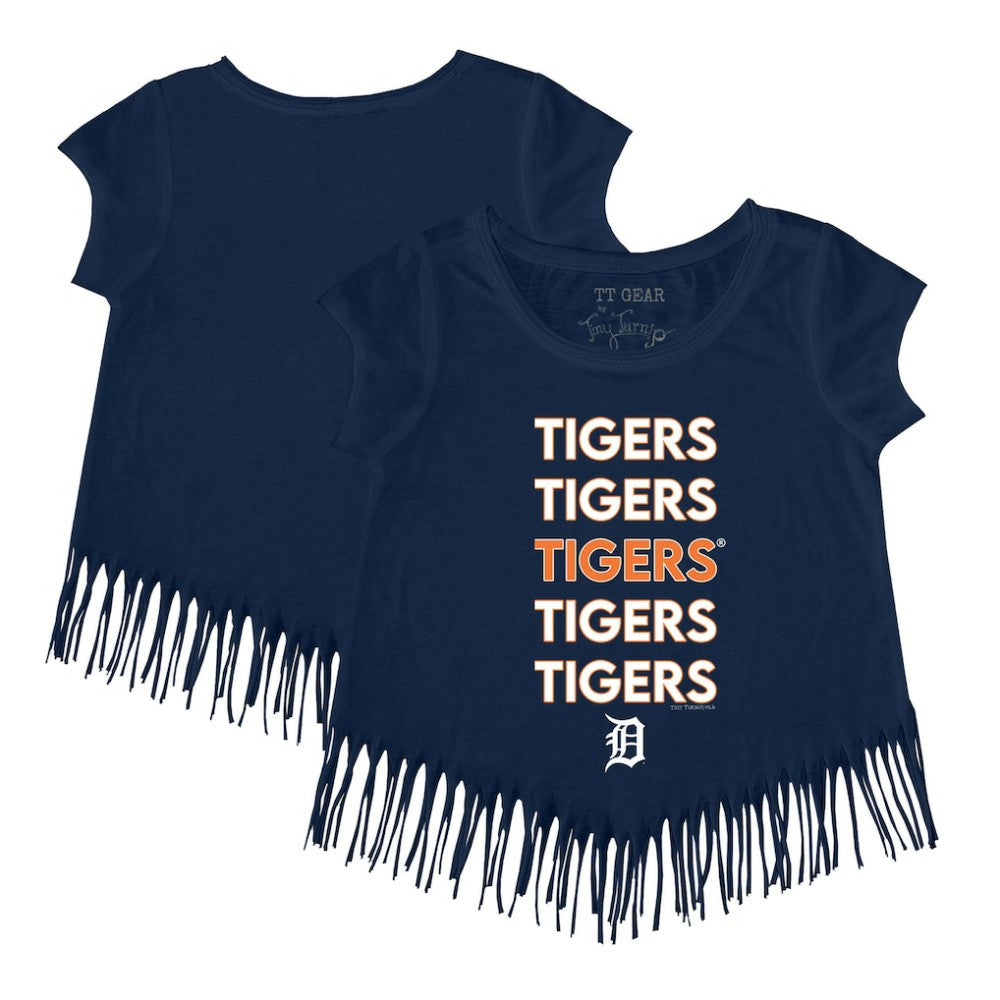 MLB Detroit Tigers Tiny Turnip Girls Youth Stacked Fringe T-Shirt