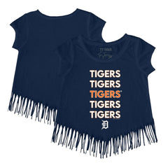 MLB Detroit Tigers Tiny Turnip Girls Youth Stacked Fringe T-Shirt