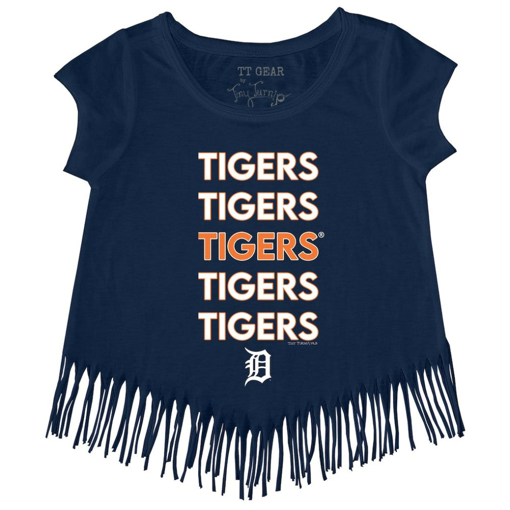 MLB Detroit Tigers Tiny Turnip Girls Youth Stacked Fringe T-Shirt