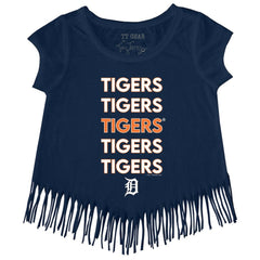 MLB Detroit Tigers Tiny Turnip Girls Youth Stacked Fringe T-Shirt