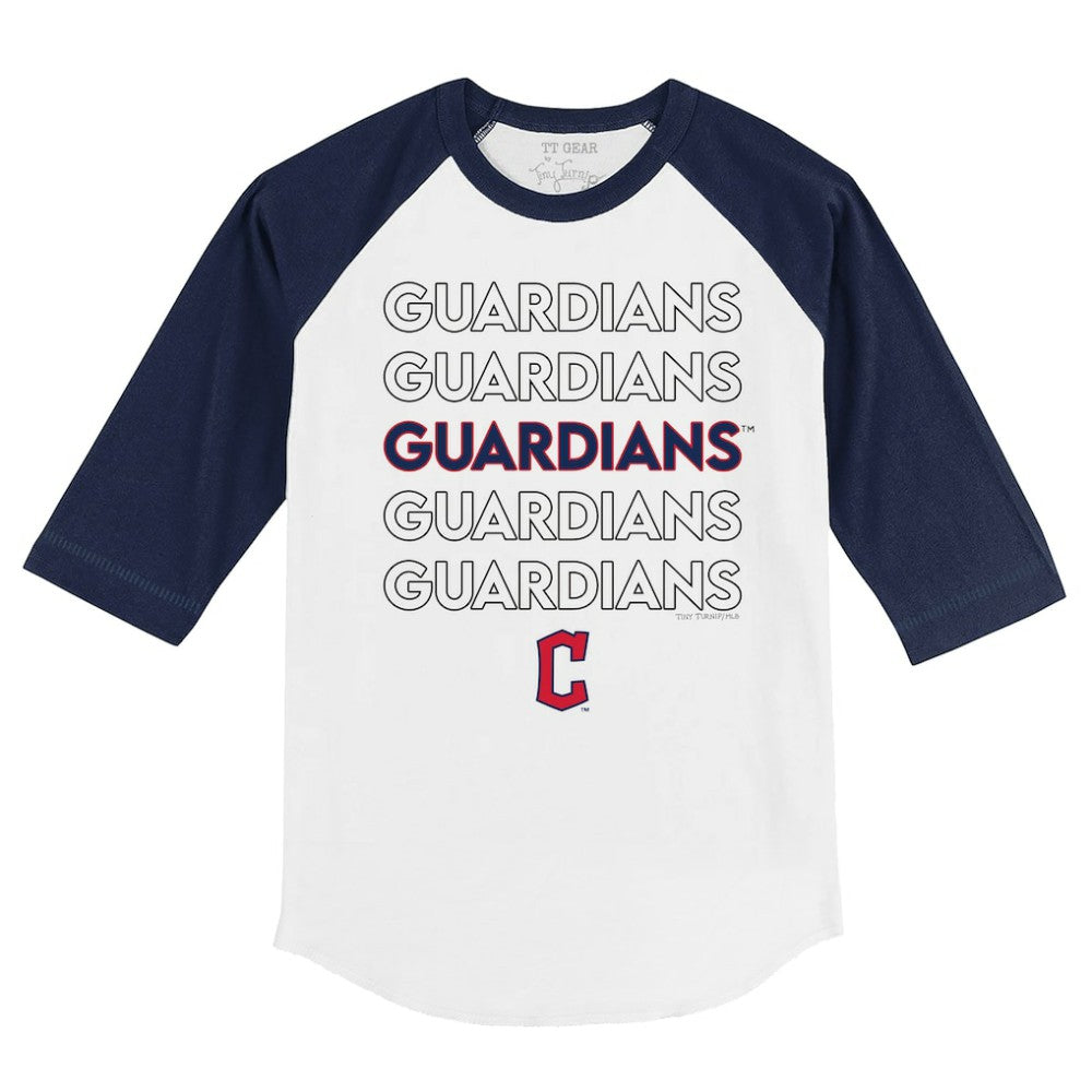 MLB Cleveland Guardians Tiny Turnip Youth Stacked 3/4-Sleeve Raglan T-Shirt