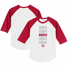 MLB Cincinnati Reds Tiny Turnip Youth Stacked 3/4-Sleeve Raglan T-Shirt