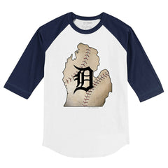 MLB Detroit Tigers Tiny Turnip Youth State Outline 3/4-Sleeve Raglan T-Shirt