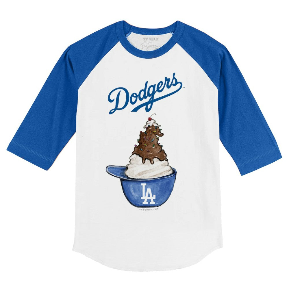 MLB Los Angeles Dodgers Tiny Turnip Youth Sundae Helmet 3/4-Sleeve Raglan T-Shirt