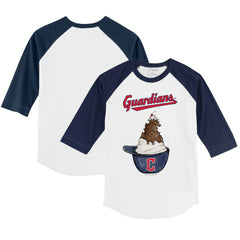 MLB Cleveland Guardians Tiny Turnip Youth Sundae Helmet 3/4-Sleeve Raglan T-Shirt