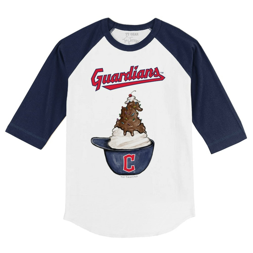 MLB Cleveland Guardians Tiny Turnip Youth Sundae Helmet 3/4-Sleeve Raglan T-Shirt