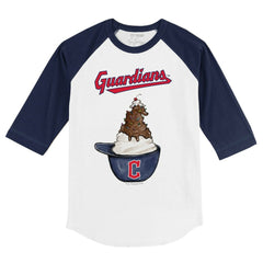 MLB Cleveland Guardians Tiny Turnip Youth Sundae Helmet 3/4-Sleeve Raglan T-Shirt
