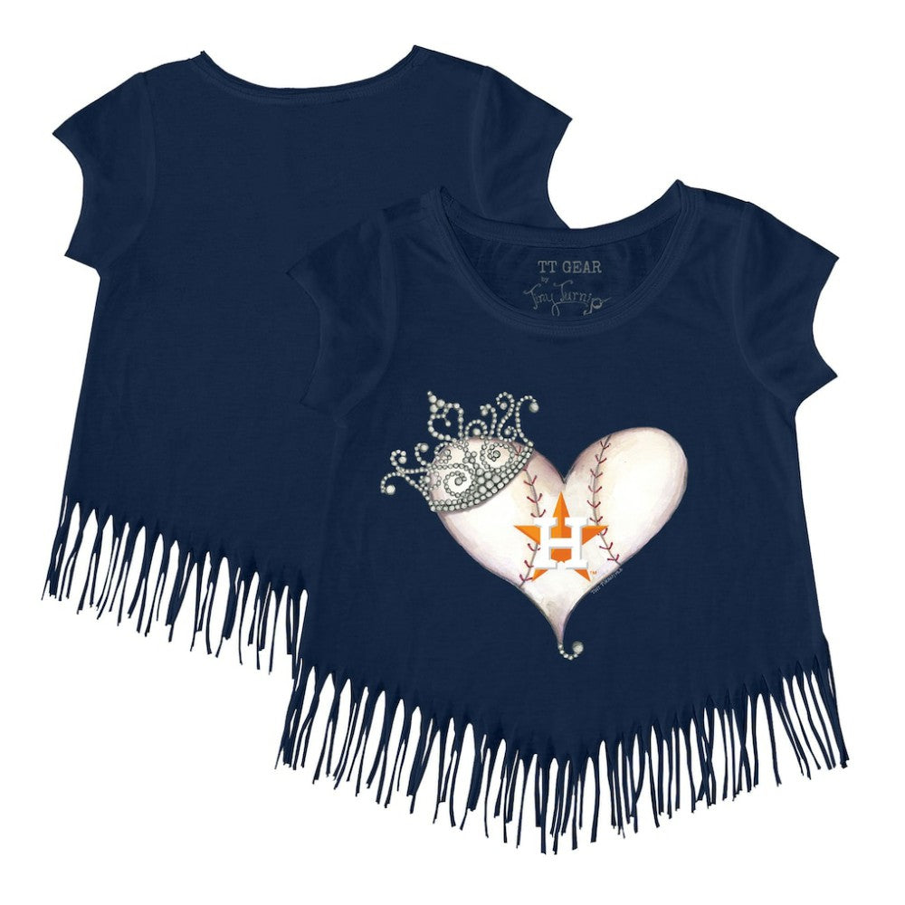 MLB Houston Astros Tiny Turnip Girls Youth Tiara Heart Fringe T-Shirt
