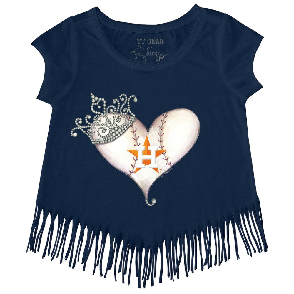 MLB Houston Astros Tiny Turnip Girls Youth Tiara Heart Fringe T-Shirt