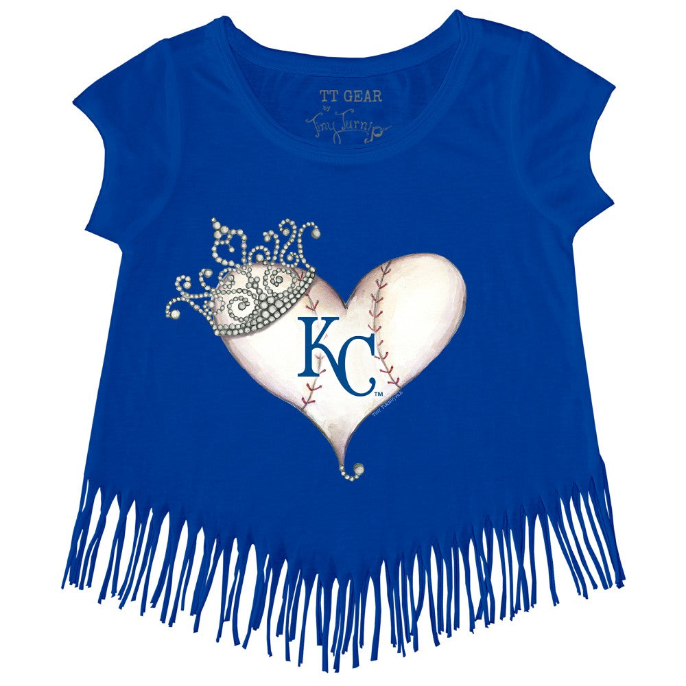 MLB Kansas City Royals Tiny Turnip Girls Youth Tiara Heart Fringe T-Shirt