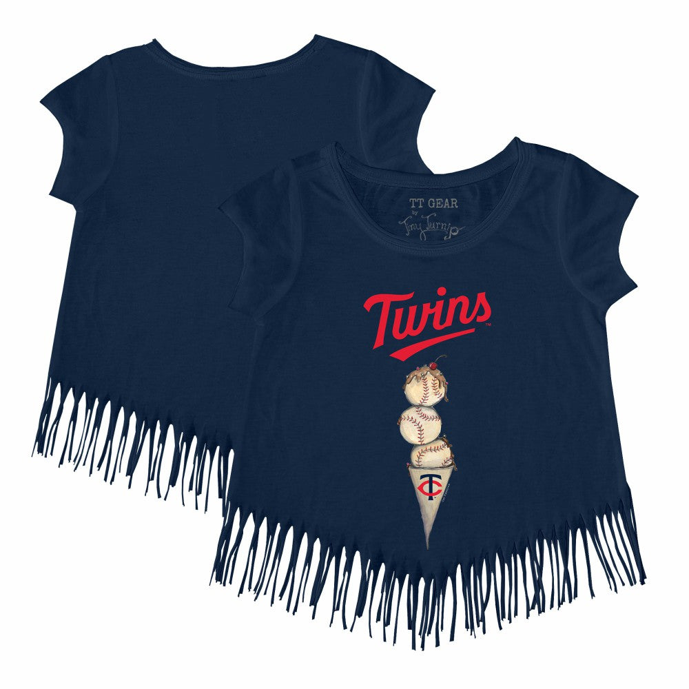 MLB Minnesota Twins Tiny Turnip Girls Youth Triple Scoop Fringe T-Shirt