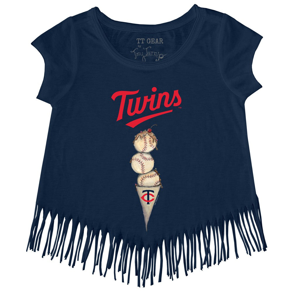 MLB Minnesota Twins Tiny Turnip Girls Youth Triple Scoop Fringe T-Shirt