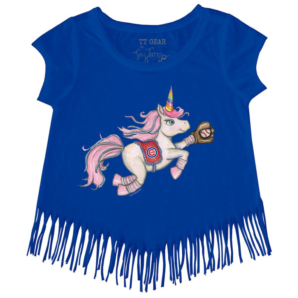 MLB Chicago Cubs Tiny Turnip Girls Youth Unicorn Fringe T-Shirt
