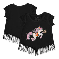 MLB Baltimore Orioles Tiny Turnip Girls Youth Unicorn Fringe T-Shirt