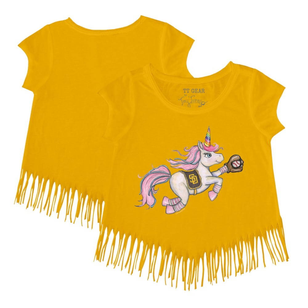 MLB San Diego Padres Tiny Turnip Girls Youth Unicorn Fringe T-Shirt