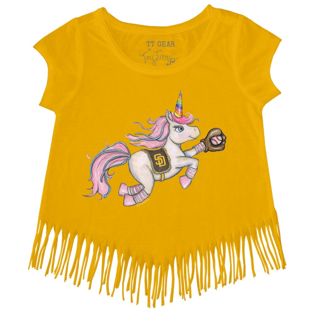 MLB San Diego Padres Tiny Turnip Girls Youth Unicorn Fringe T-Shirt