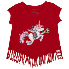 MLB Boston Red Sox Tiny Turnip Girls Youth Unicorn Fringe T-Shirt