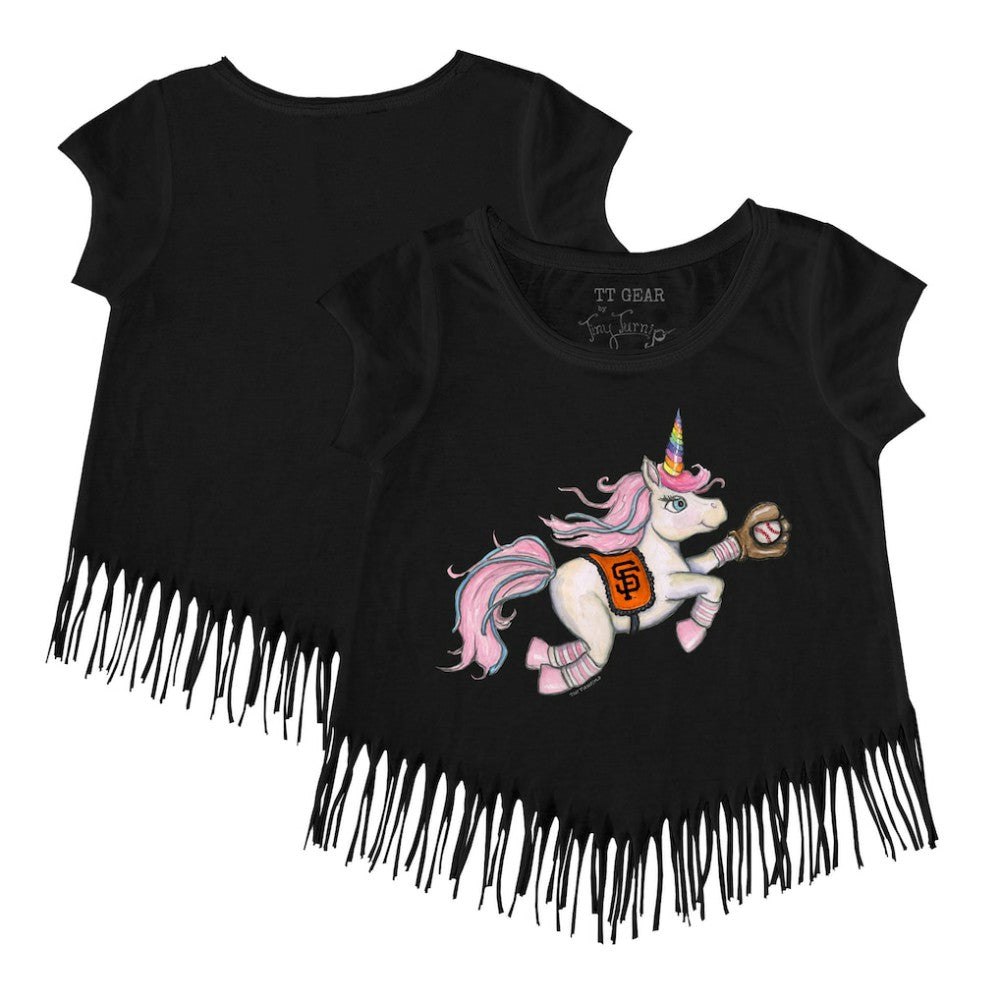 MLB San Francisco Giants Tiny Turnip Girls Youth Unicorn Fringe T-Shirt