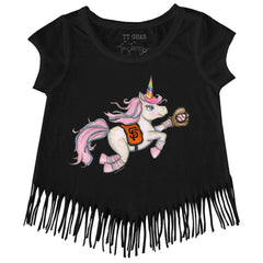 MLB San Francisco Giants Tiny Turnip Girls Youth Unicorn Fringe T-Shirt