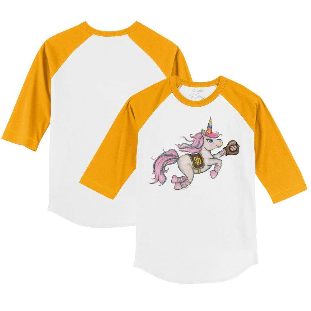 MLB San Diego Padres Tiny Turnip Youth Unicorn 3/4-Sleeve Raglan T-Shirt