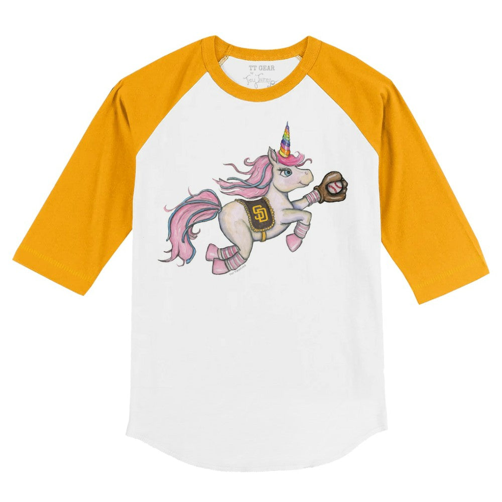 MLB San Diego Padres Tiny Turnip Youth Unicorn 3/4-Sleeve Raglan T-Shirt