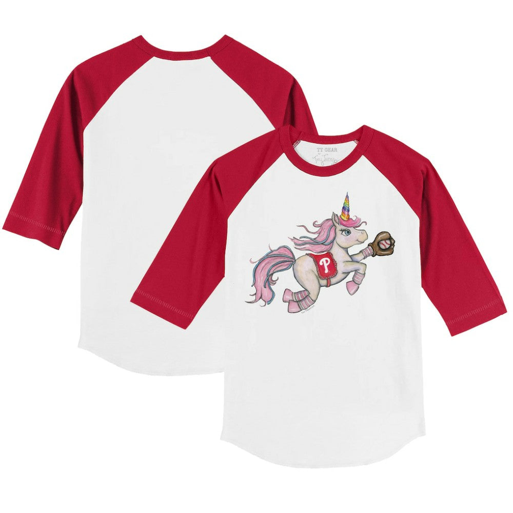 MLB Philadelphia Phillies Tiny Turnip Youth Unicorn 3/4-Sleeve Raglan T-Shirt