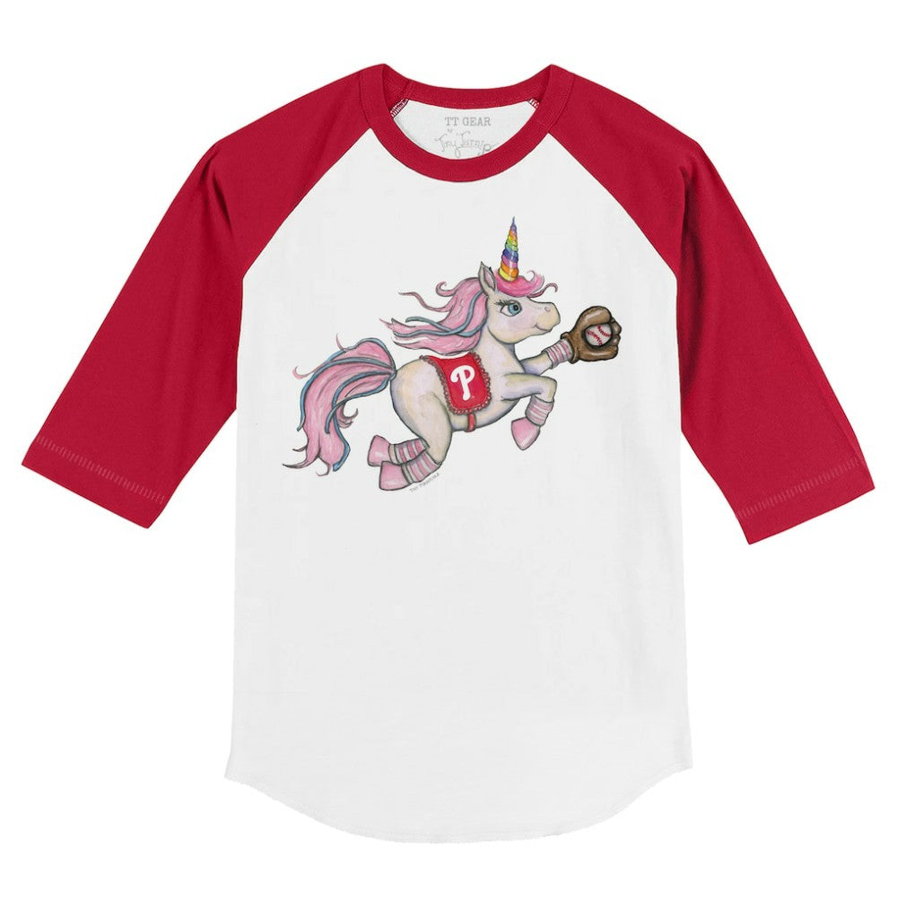 MLB Philadelphia Phillies Tiny Turnip Youth Unicorn 3/4-Sleeve Raglan T-Shirt