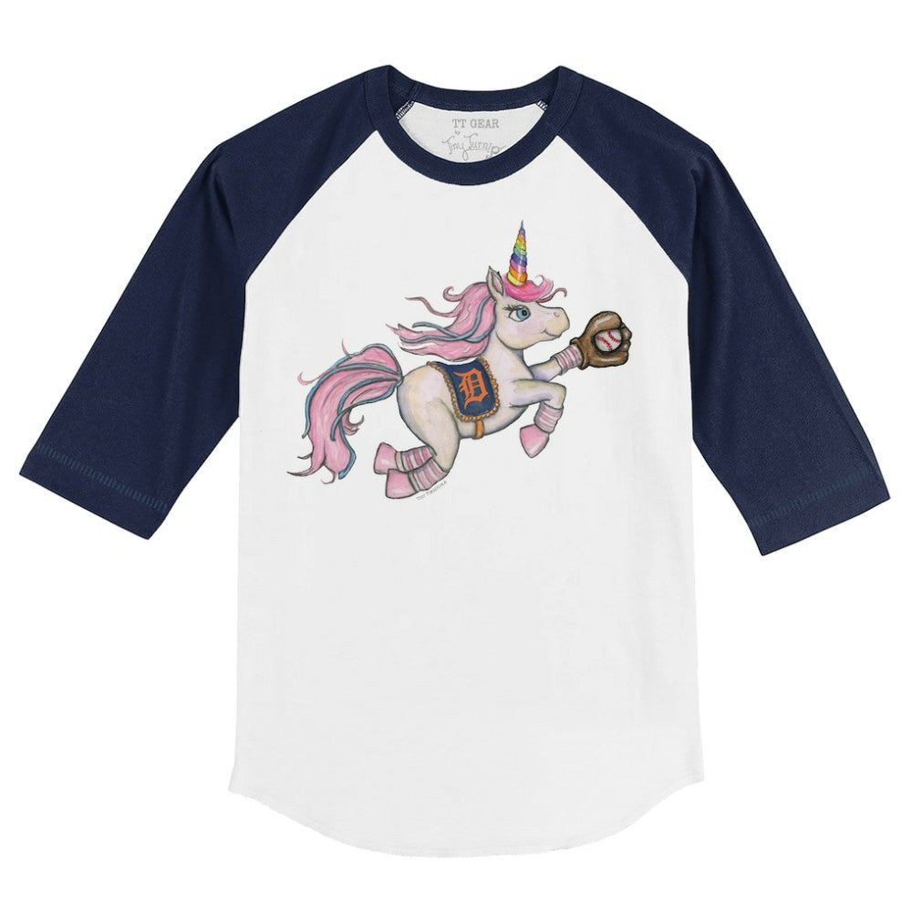MLB Detroit Tigers Tiny Turnip Youth Unicorn 3/4-Sleeve Raglan T-Shirt