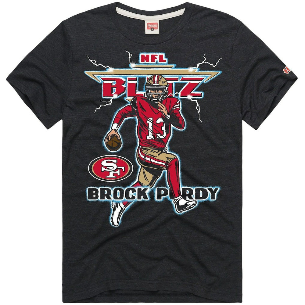 Brock Purdy  Homage Unisex NFL Blitz Player Tri-Blend T-Shirt - San Francisco 49ers