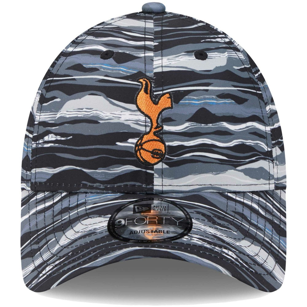 Tottenham Hotspur New Era Wave All Over Print 9FORTY Adjustable Hat - New Era Black