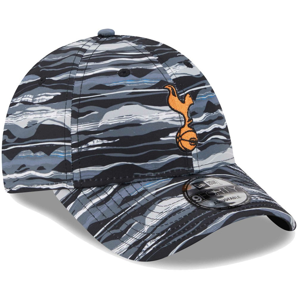 Tottenham Hotspur New Era Wave All Over Print 9FORTY Adjustable Hat - New Era Black