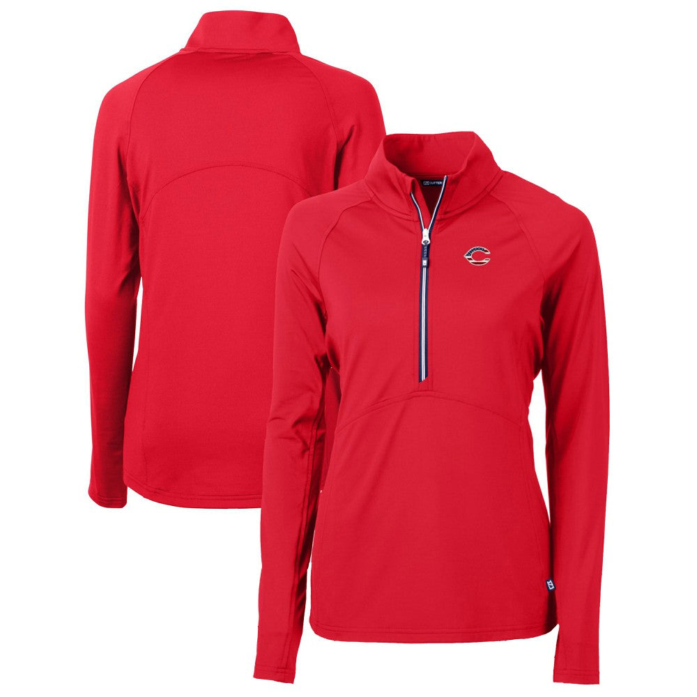 MLB Cincinnati Reds Cutter & Buck Women's Americana Logo Adapt Eco Knit Stretch Recycled Half-Zip Pullover Top
