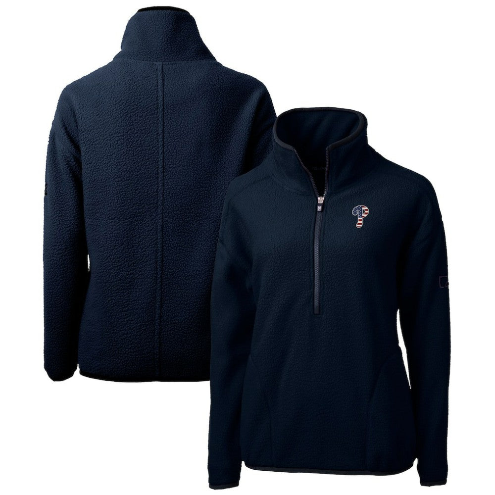 MLB Philadelphia Phillies Cutter & Buck Women's Americana Logo Cascade Eco Sherpa Fleece Half-Zip Pullover Jacket