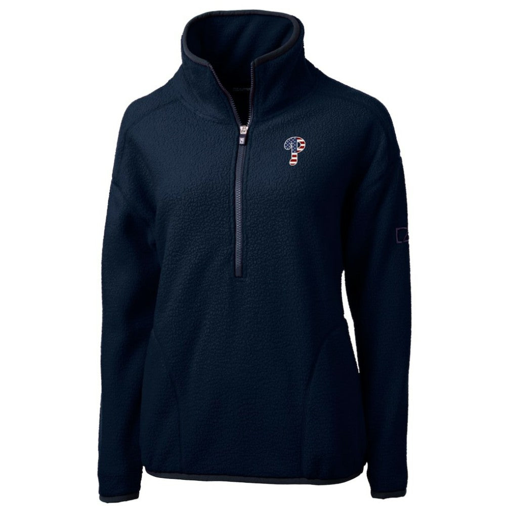MLB Philadelphia Phillies Cutter & Buck Women's Americana Logo Cascade Eco Sherpa Fleece Half-Zip Pullover Jacket