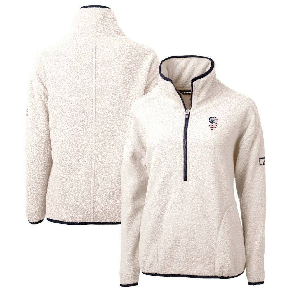 MLB San Francisco Giants Cutter & Buck Women's Americana Logo Cascade Eco Sherpa Fleece Half-Zip Pullover Jacket