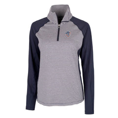 MLB Milwaukee Brewers Cutter & Buck Women's Americana Logo Forge Tonal Stripe Stretch Half-Zip Pullover Top