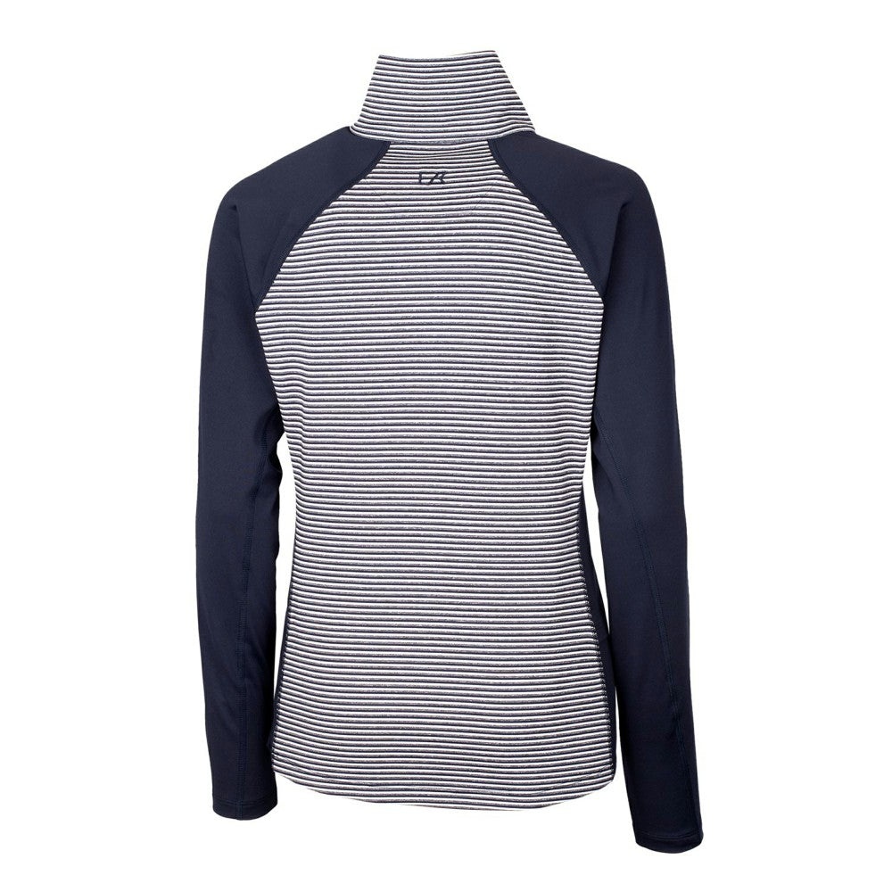 MLB Milwaukee Brewers Cutter & Buck Women's Americana Logo Forge Tonal Stripe Stretch Half-Zip Pullover Top