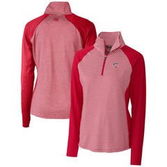 MLB Cincinnati Reds Cutter & Buck Women's Americana Logo Forge Tonal Stripe Stretch Half-Zip Pullover Top