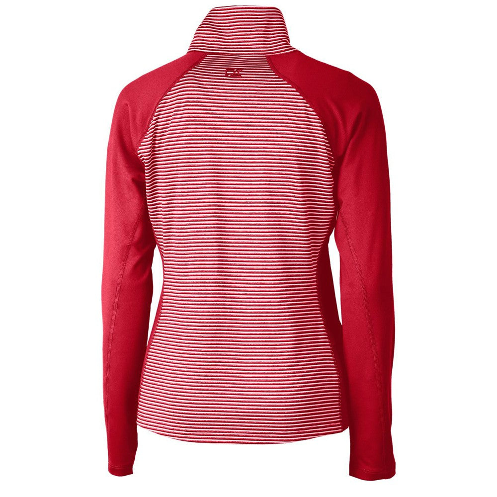 MLB Cincinnati Reds Cutter & Buck Women's Americana Logo Forge Tonal Stripe Stretch Half-Zip Pullover Top