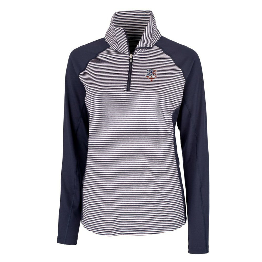 MLB Minnesota Twins Cutter & Buck Women's Americana Logo Forge Tonal Stripe Stretch Half-Zip Pullover Top