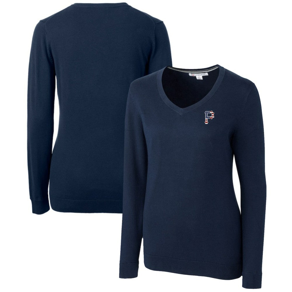 MLB Pittsburgh Pirates Cutter & Buck Women's Americana Logo Lakemont Tri-Blend V-Neck Pullover Sweater