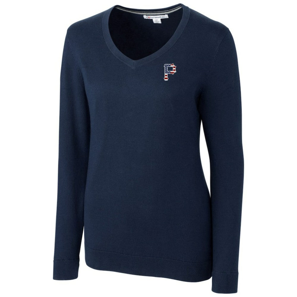 MLB Pittsburgh Pirates Cutter & Buck Women's Americana Logo Lakemont Tri-Blend V-Neck Pullover Sweater