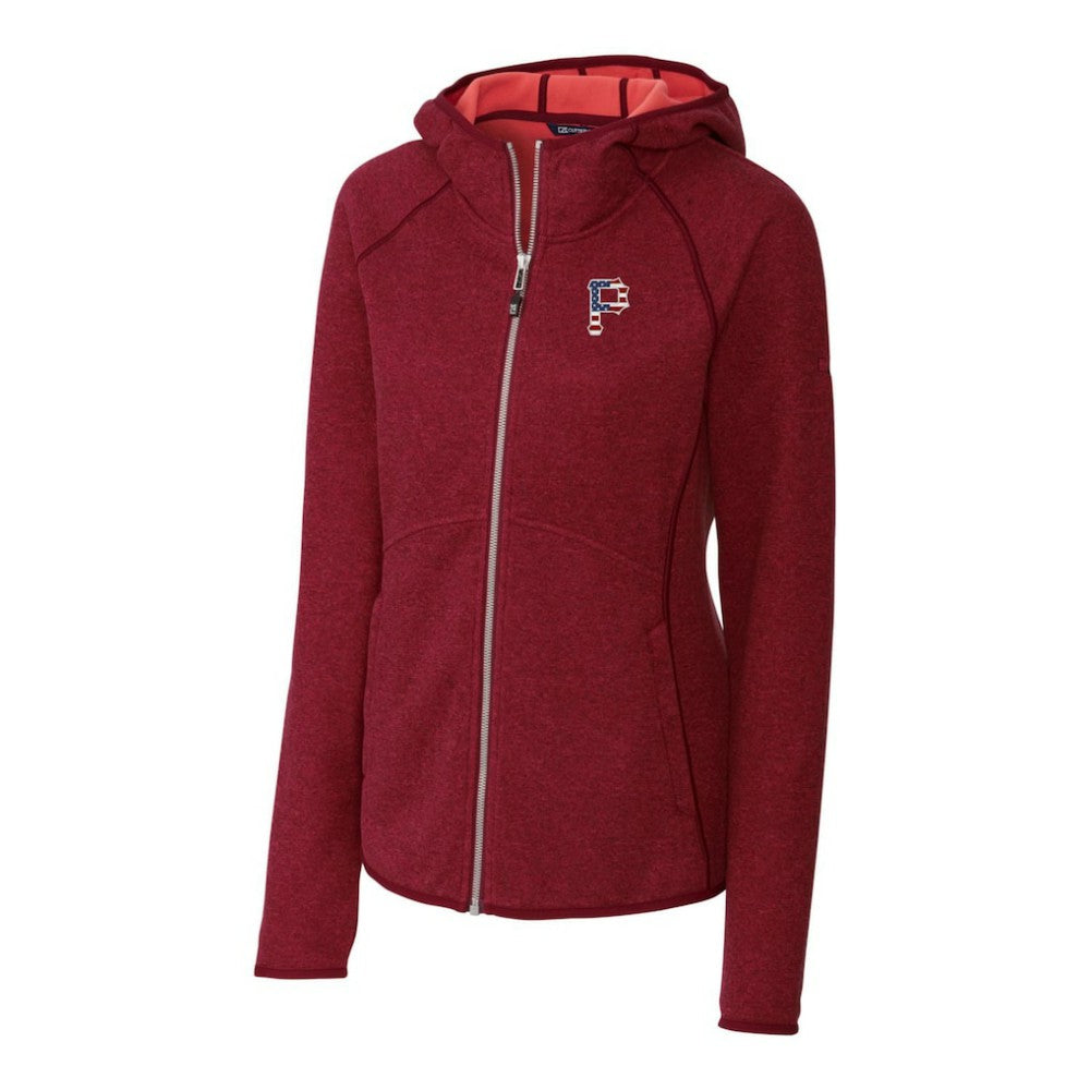 MLB Pittsburgh Pirates Cutter & Buck Women's Americana Logo Mainsail Sweater-Knit Full-Zip Hoodie