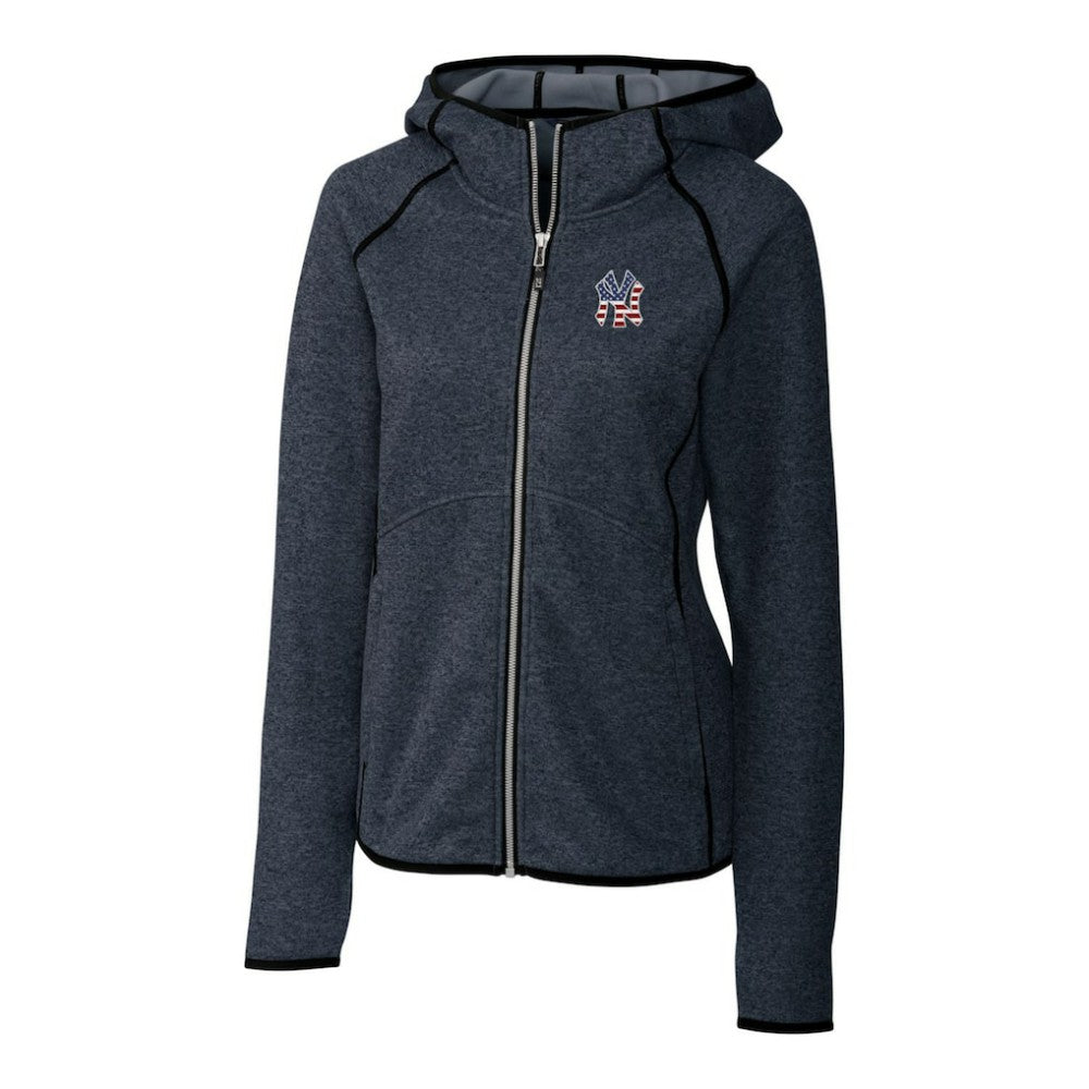 MLB New York Yankees Cutter & Buck Women's Americana Logo Mainsail Sweater-Knit Full-Zip Hoodie