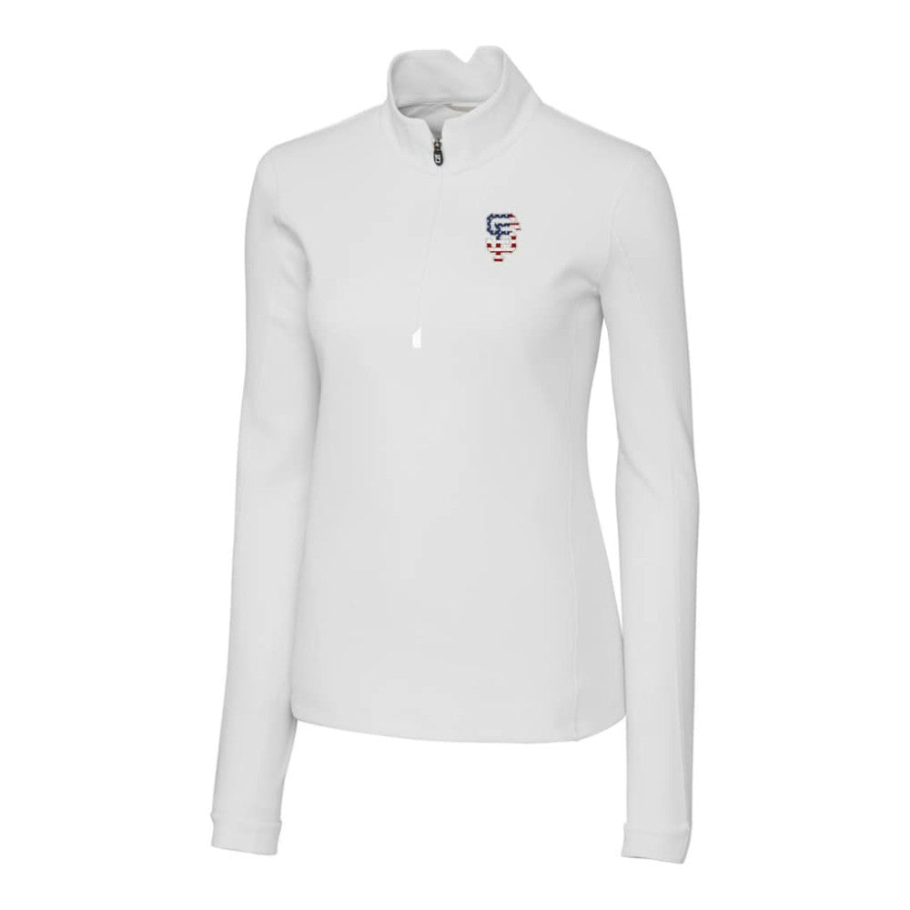 MLB San Francisco Giants Cutter & Buck Women's Americana Logo DryTec Traverse Stretch Quarter-Zip Pullover Top