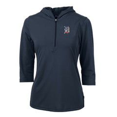 MLB Detroit Tigers Cutter & Buck Women's Americana Logo DryTec Virtue Eco Pique Recycled Half-Zip Pullover Hoodie