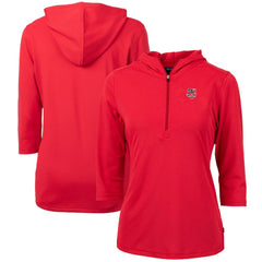 MLB Minnesota Twins Cutter & Buck Women's Americana Logo DryTec Virtue Eco Pique Recycled Half-Zip Pullover Hoodie