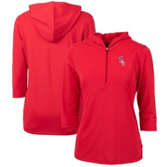MLB Chicago White Sox Cutter & Buck Women's Americana Logo DryTec Virtue Eco Pique Recycled Half-Zip Pullover Hoodie