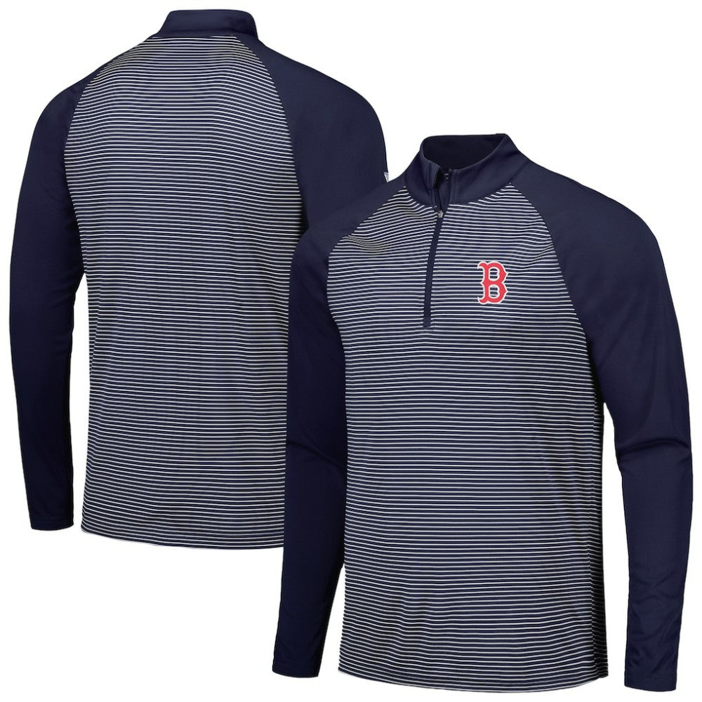 MLB Boston Red Sox Levelwear Charter Striped Raglan Quarter-Zip Top