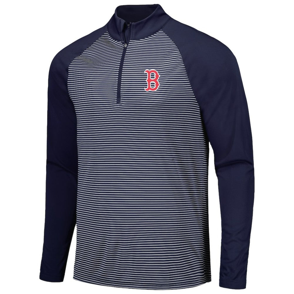 MLB Boston Red Sox Levelwear Charter Striped Raglan Quarter-Zip Top